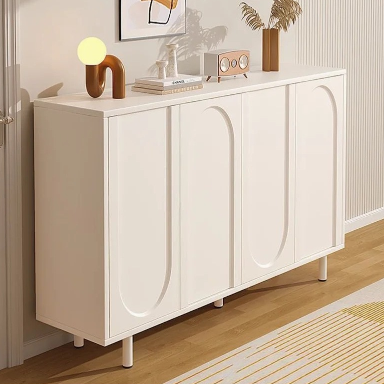 ตู้เก็บของอเนกประสงค์สไตล์มินิมอล ตู้รองเท้า Shoes Cabinet สีขาวครีม สวยตกแต่งบ้าน แข็งแรง