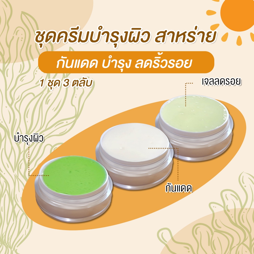 💚💚 ครีมสาหร่าย ครีมสาหร่ายกล่องเขียว แบบชุด 3 ชิ้น ครีมสาหร่ายเหม่ยเหมย เหมยกวนซี 💚💚