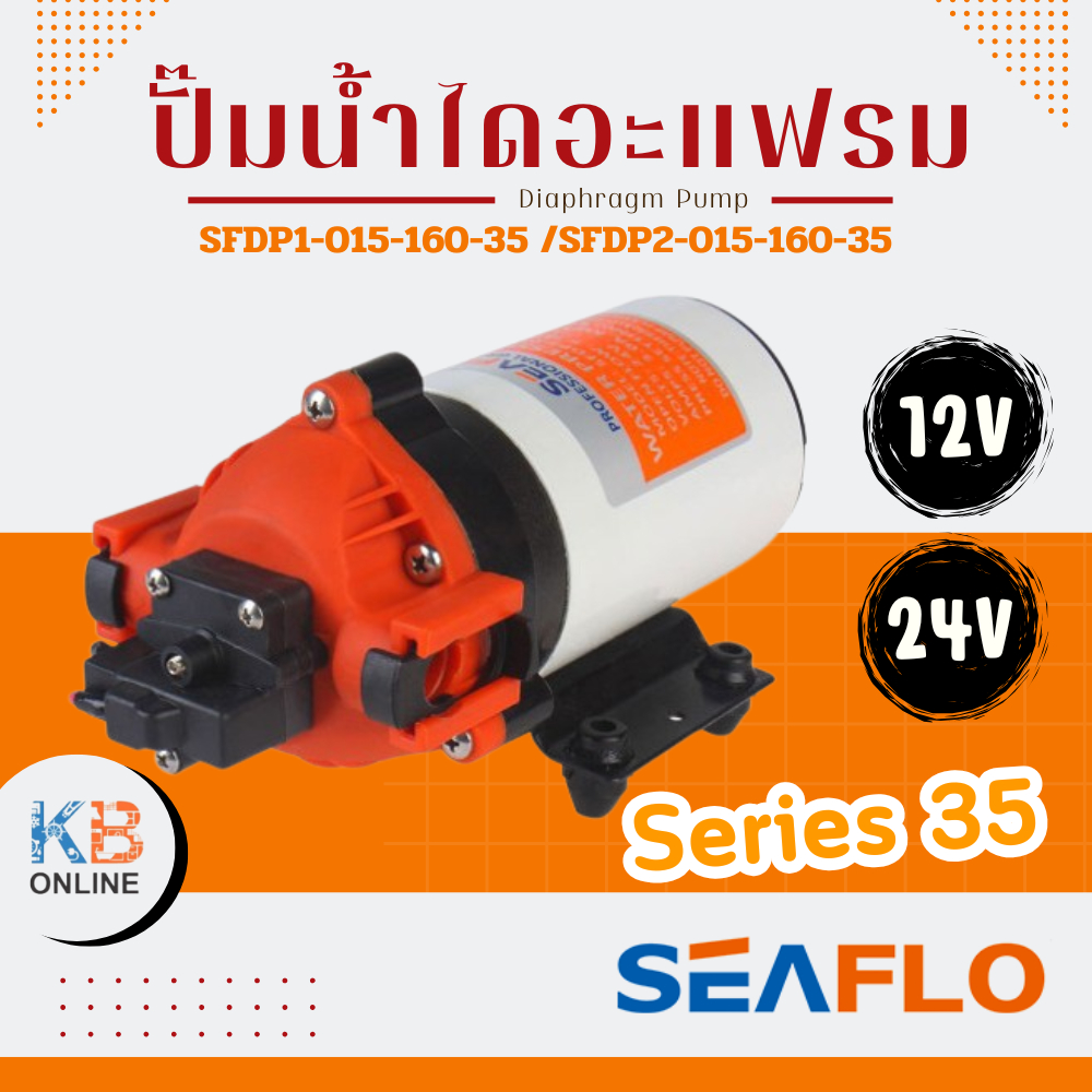 SEAFLO ปั๊มน้ำไดอะแฟรม ปั๊มน้ำ ปั๊มพ่นหมอก ซีรี่ย์ 35 160PSI/11.0BAR 12V ,24V SFDP1-015-160-35 / SFDP2-015-160-35