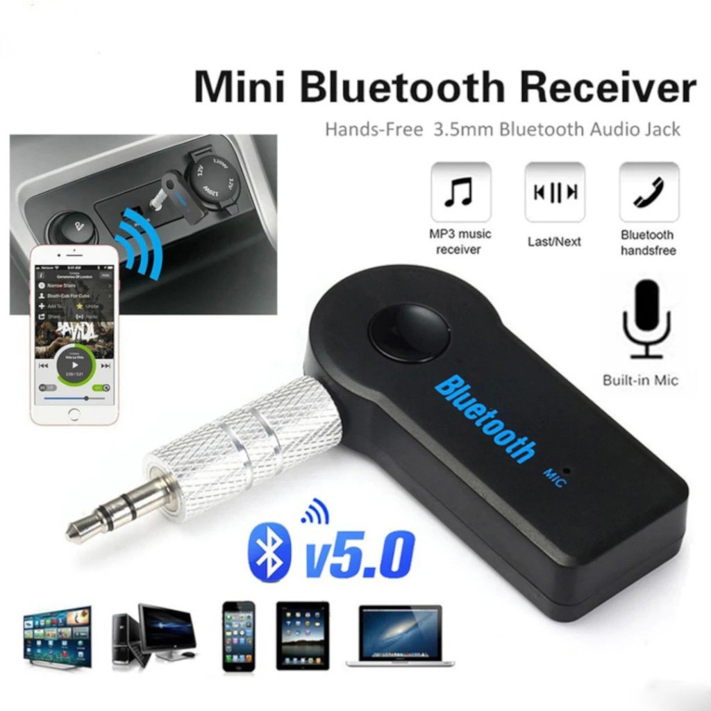 🚘🚘🚘 อะแดปเตอร์สเตอริโอไร้สาย Bluetooth 5.0  3.5 มม. AUX สำหรับเครื่องเสียงรถยนต์สำหรับนักดนตรี