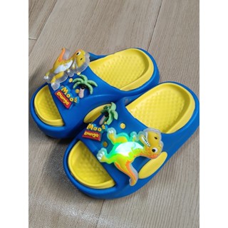 รองเท้าเด็ก แตะสวม ลายไดโนเสาร์ ตัวการ์ตูนมีไฟ