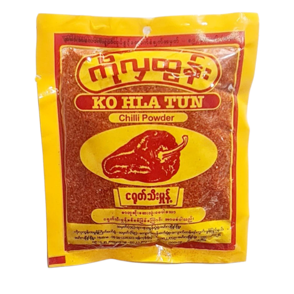 1แพค10ห่อ พริกป่น KO HLA TUN พริกป่นโกลาทูน 80g /160 g พริกป่นพม่า พริกพม่าငရုတ်သီးမှုန့်အထုပ်ကြီး