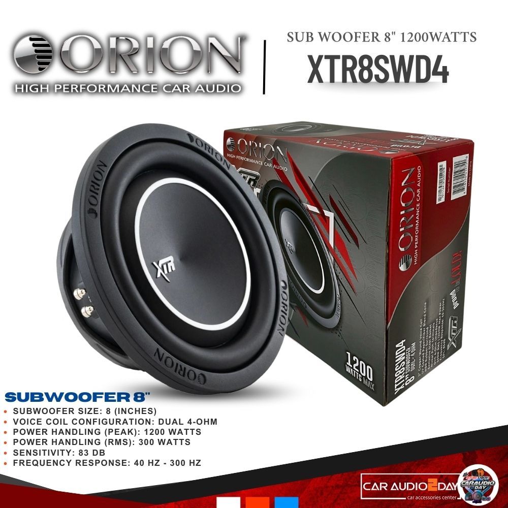 ของเเท้ ORION XTR8SWD4  พลังเบสที่คุณต้องสัมผัส ซับวูฟเฟอร์ 8นิ้ว 1200watts 40Hz-300Hz ราคา1ข้าง