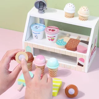🍦ของเล่นไอศครีมจำลอง✨ ร้านขายไอศครีม ชุดของเล่นร้านค้า เล่นสำหรับเด็ก ของเล่นเล่นสมมติ