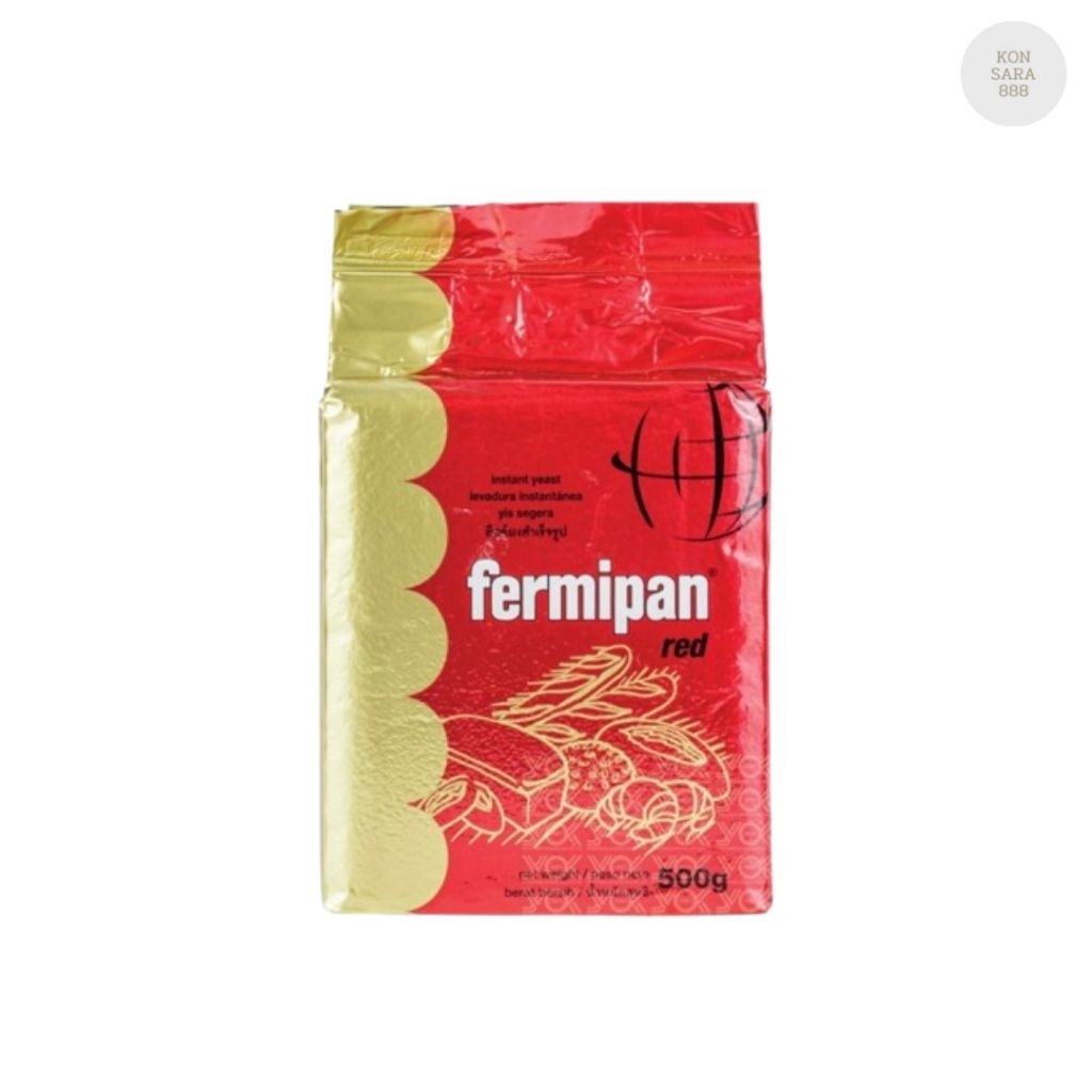 ยีสต์ผงสำเร็จรูป Fermipan red 500 กรัม สีแดง สำหรับขนมปังจืด 062226