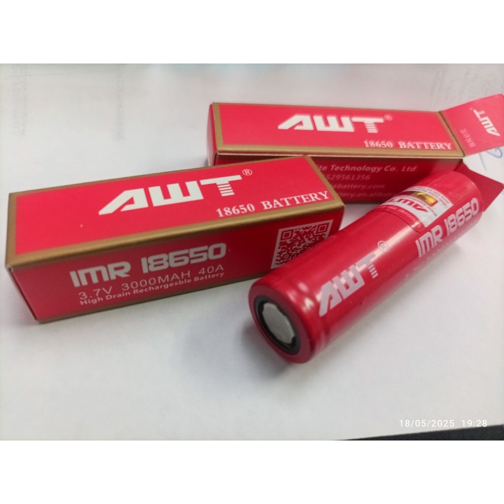 IMR 18650 3.7V 3000MAH 40Aถ่านชาร์จ 18650 AWT