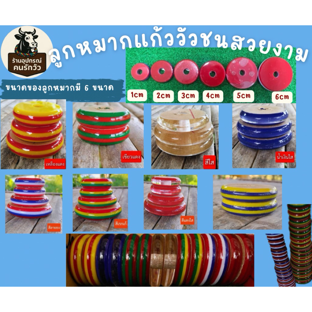 ลูกหมากแก้ววัวชน มีทั้งหมด 6 ขนาด