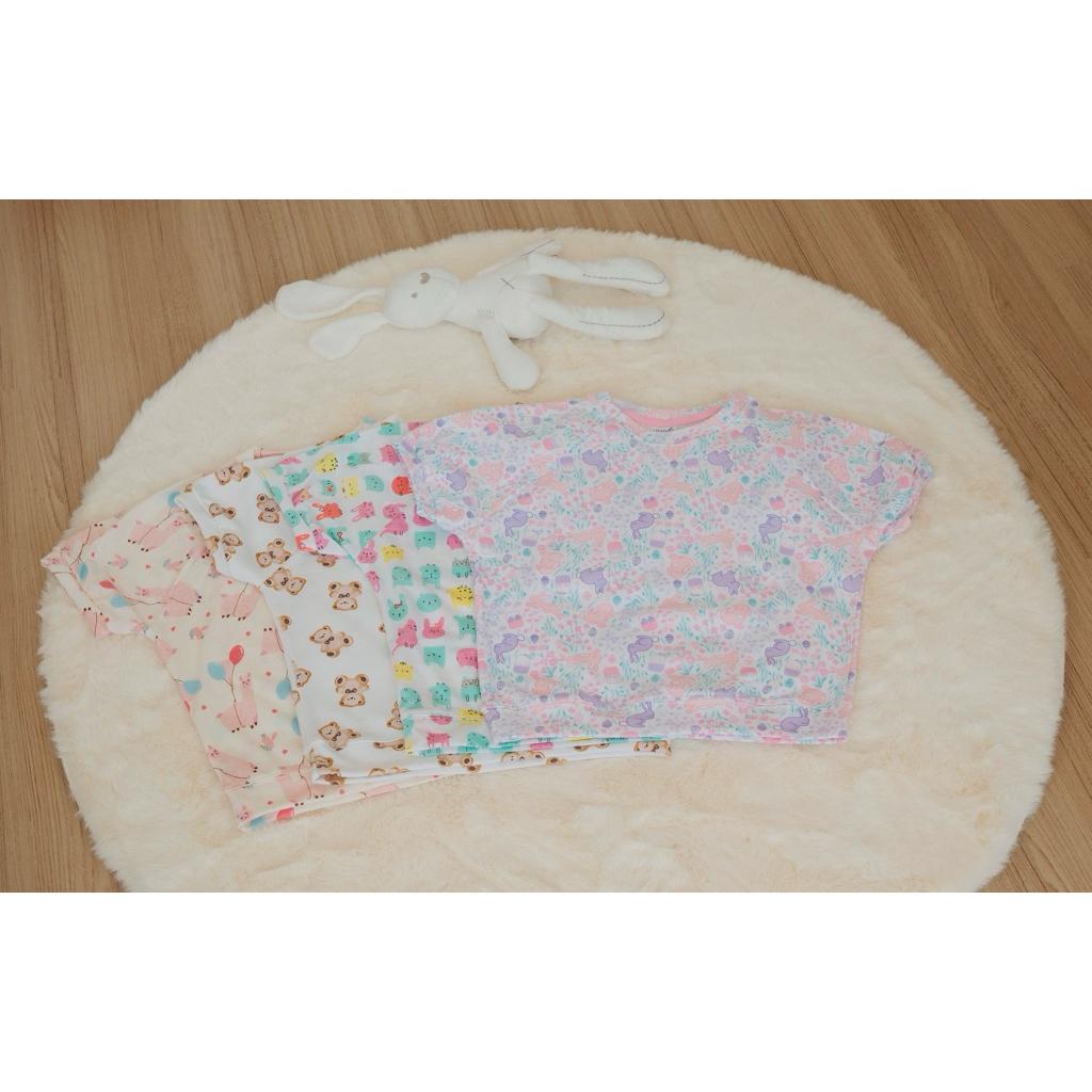 [T-112] พร้อมส่ง 💖เสื้อยืดเด็กผู้หญิง แขนจั๊ม เอวจั๊ม สุดน่ารัก  Size S-XL