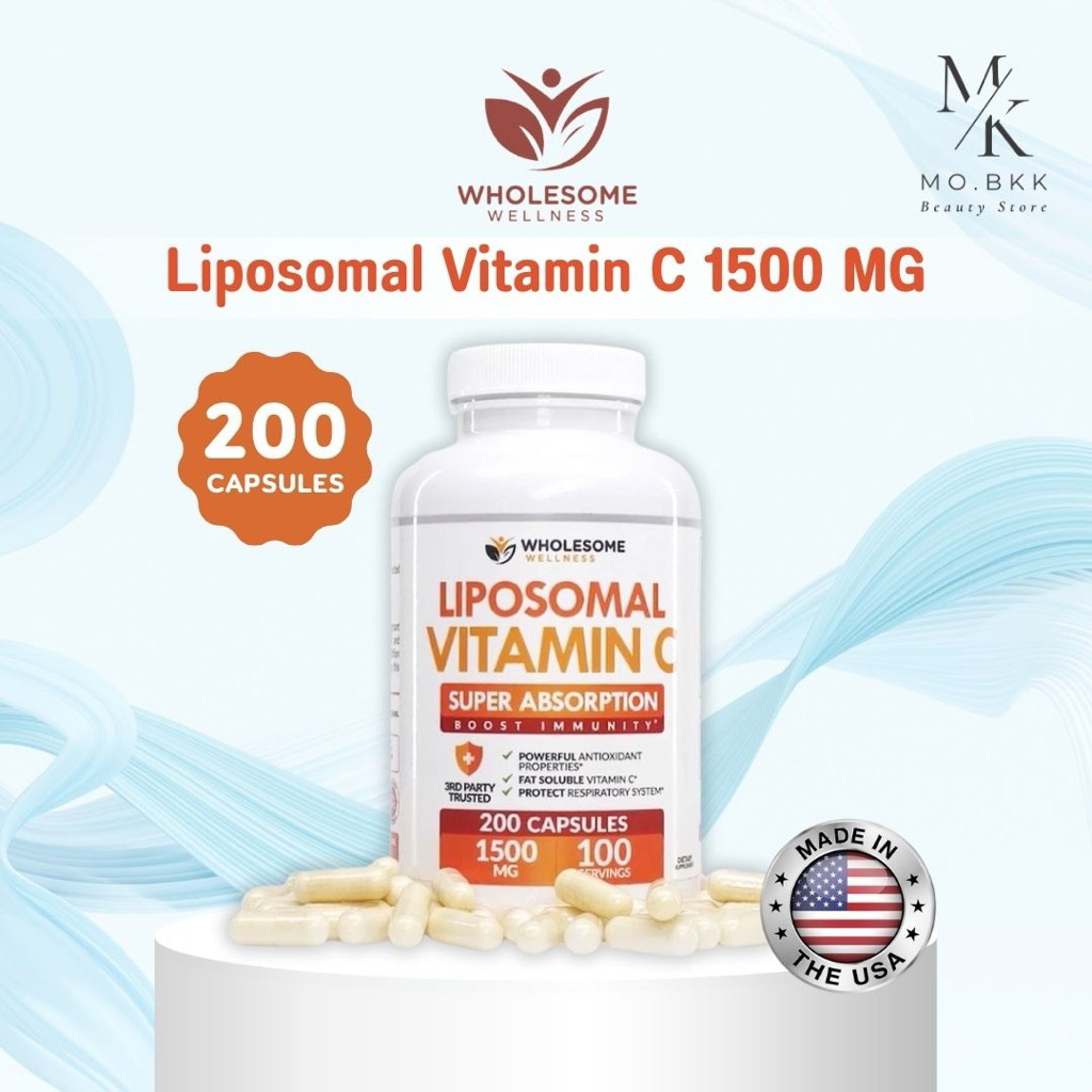 Wholesome Wellness Liposomal Vitamin C 200 Capsules 1500 mg  วิตามินซี ส่งเสริมพลังงาน