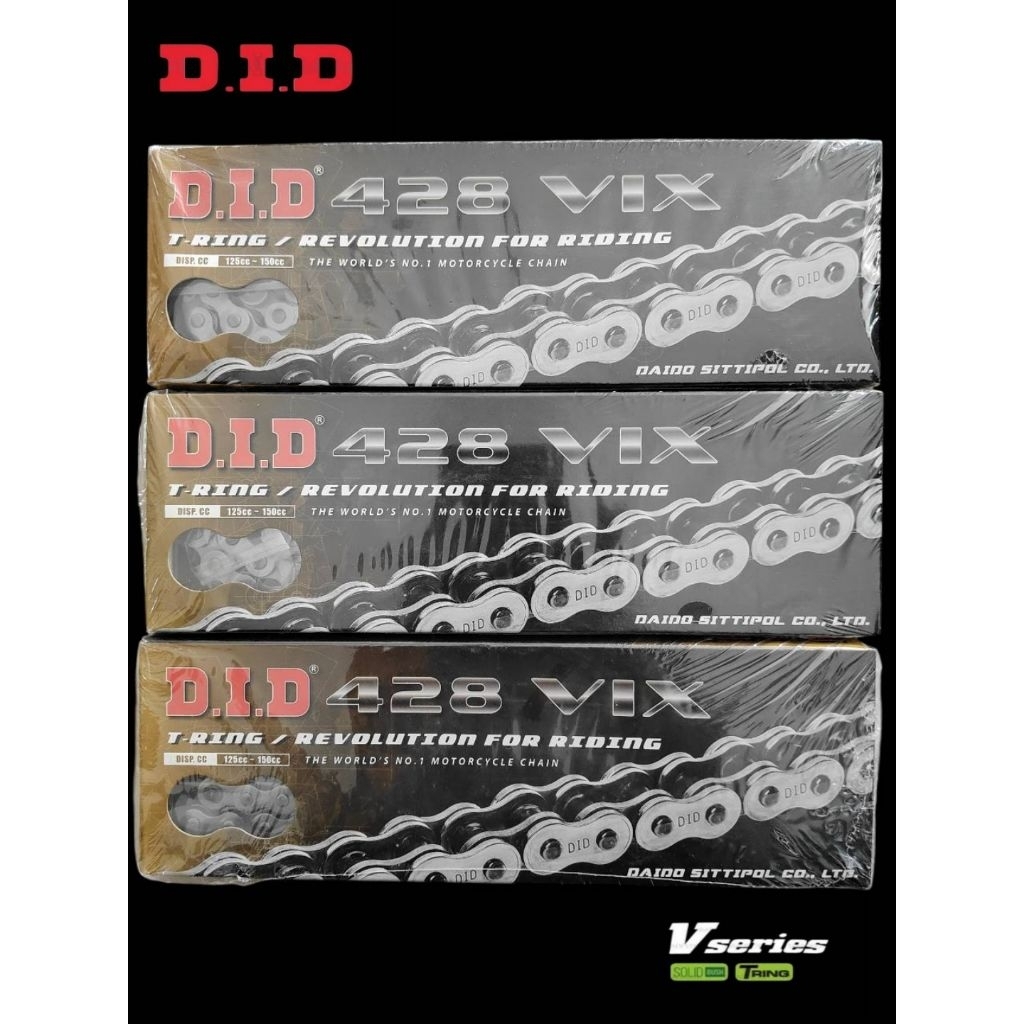 โซ่ DID 428 T-RING : 132 ข้อ 428 VIX : V- SERIES สี : เหล็ก (STELL) สินค้ามาตรฐาน DID แท้ 100%