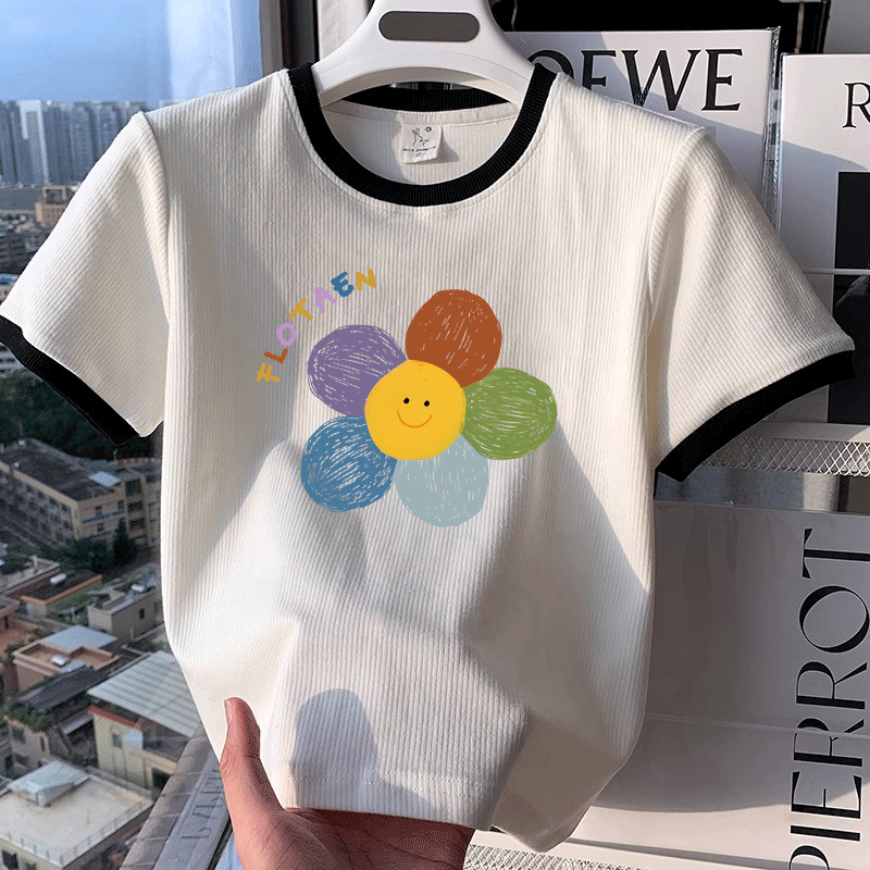 ฤดูร้อนใหม่มีหลายไซซ์ให้เลือกสไตล์ลำลองเสื้อพิมพ์ลายเสื้อยืดผู้หญิงน่ารักๆสวมใส่สบายการจัดส่งสินค้าในกรุงเทพฯ