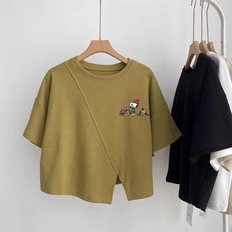 เสื้อครอปสาวอวบไซส์ใหญ่น่ารักๆ oversize เสื้อผ้าแฟชั่นมาใหม่ เสื้อยืดแขนสั้นผู้หญิงแบบหลวมสไตล์เกาหลี ลายการ์ตูนญี่ปุ่น thumbnail 8
