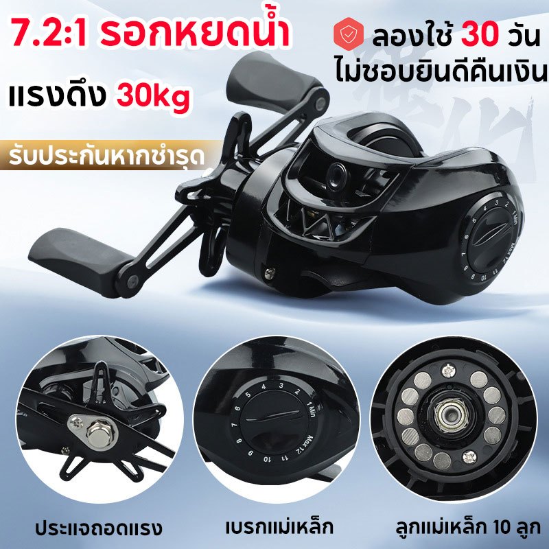 รอกเบส รอกหยดน้ํา แรงดึง 30kg รอกตกปลา รอกสปินนิ่ง 7.2:1 รอกหยดน้ํา เบ็ดตกปลาครบชุด ลองใช้ 30 วัน ไม่ชอบยินดีคืนเงิน