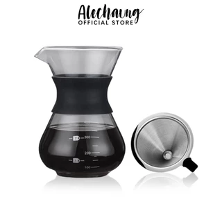 Alechaung ดริปกาแฟ ชุดดริปกาแฟ เหยือกดริปกาแฟ Dripper ผลิตจากแก้ว ขนาด400 ml Coffee Maker