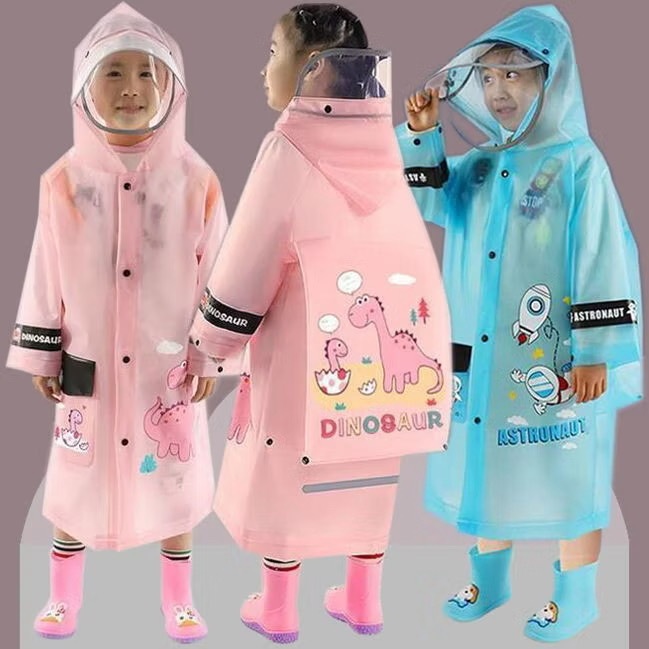 🌧พร้อมส่งในไทย ⛱เสื้อกันฝนเด็ก คลุมกระเป๋าหลัง ลายการ์ตูนน่ารัก
