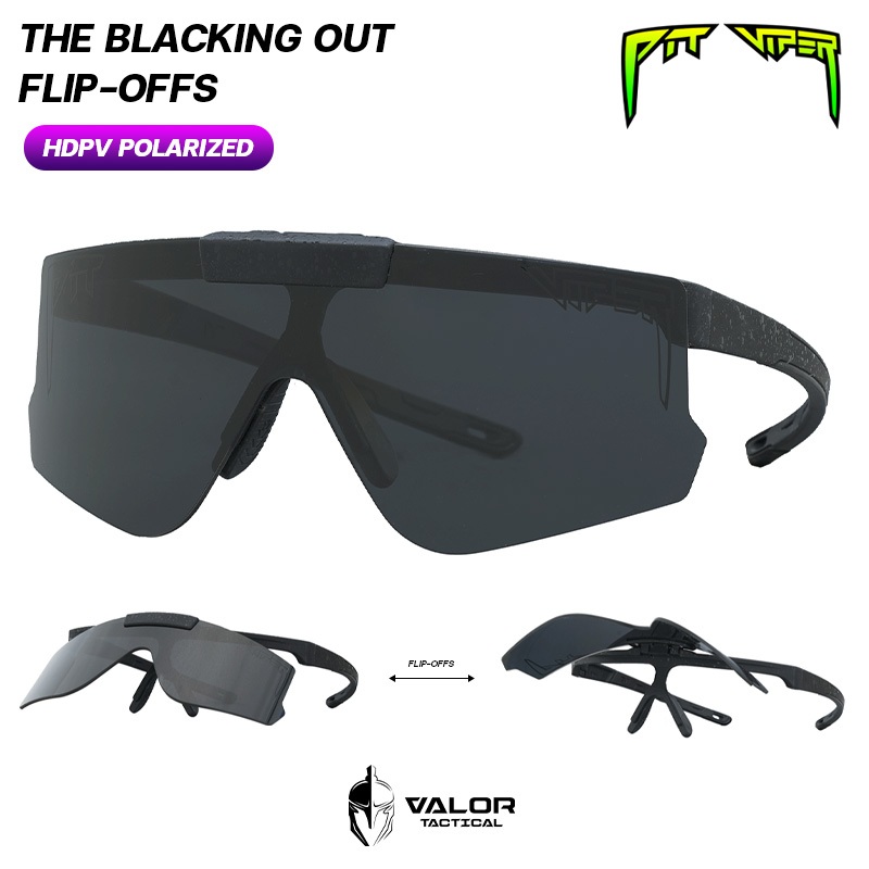 Pit Viper - The Blacking Out Flip-Offs, HDPV Polarized Smoke แว่นตากันแดด แบบพลิกขึ้นได้ สไตล์สปอร์ต