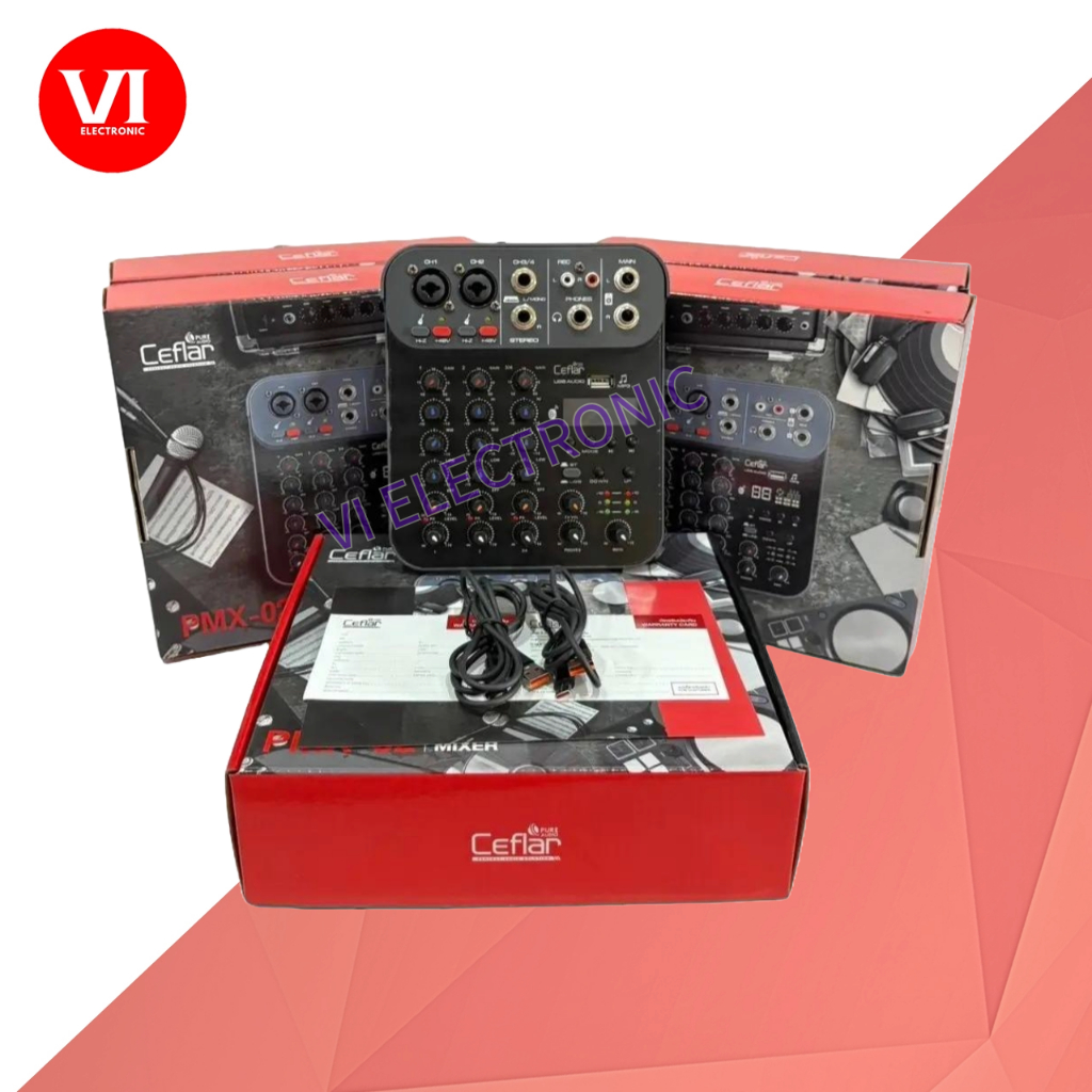 CEFLAR PMX-02 มิกเซอร์ COMPACT MIXING CONSOLE มิกเซอร์มินิ 4 Channels Mono
