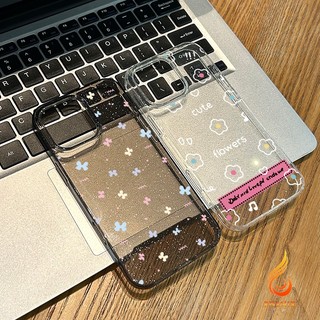 สำหรับ iphone 16 เคสใสแบบแวววาว TPU นุ่มสีสันสดใส ผีเสื้อและดอกไม้ที่สวยงาม iPhone 11 15 14 13 12 Promax XS XR 78Plus