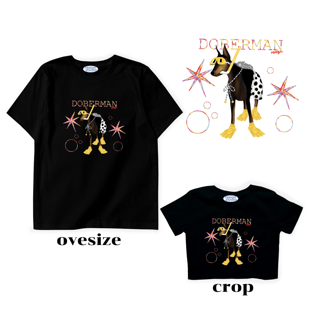 resign studio - crop&oversize ลาย Doberman