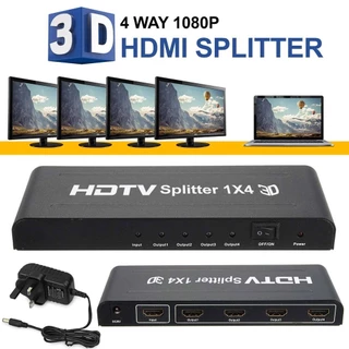กล่องแยกสัญญาณ Splitter HDMI 1 ออก 4 Full HD 1080P 3D Verion 1.4 (Black)