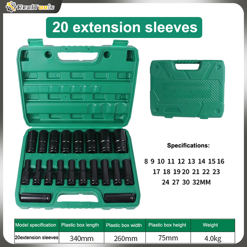 จัดส่งที่รวดเร็ว 20/10 ตัว/ชุด ชุดประแจไฟฟ้า Hex Shank ลูกบล็อกยาว ชุดลูกบล็อกยาว ชุดบล็อก ชุดประแจไฟฟ้า 1/2” 4หุน