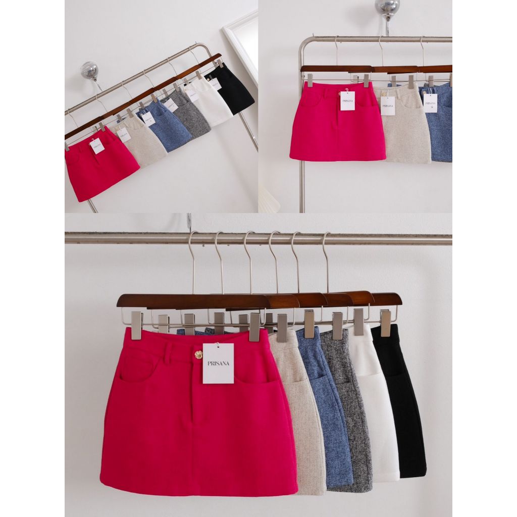 •PRISANA• PSN 86637 กระโปรงทรง A งานผ้าทวีตเกรดแพง ใส่ไม่คันระคายผิว ซับในเป็นกางเกงผ้านุ่มใส่สบาย ด