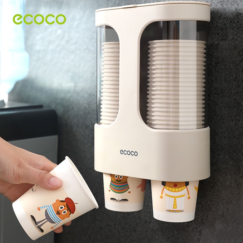[พร้อมส่ง]ECOCO ที่วางแก้วกระดาษทิ้ง ติดตั้งง่ายไม่ต้องเจาะ ดึงออกอัตโนมัติ กระบอกใส่ถ้วยกระดาษ
