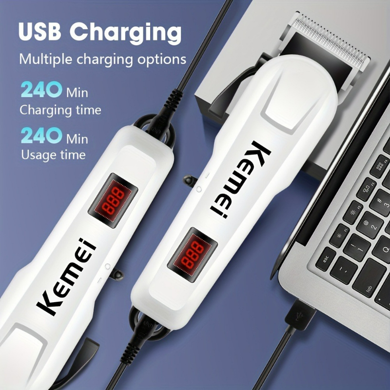 ปัตตาเลี่ยนไร้สาย KEMEI KM-809A แบตเตอเลี่ยน ใบตัดไทเทเนียม ปัตตาเลี่ยนตัดผม มาพร้อมหวีรอง COD - รูปที่ 5