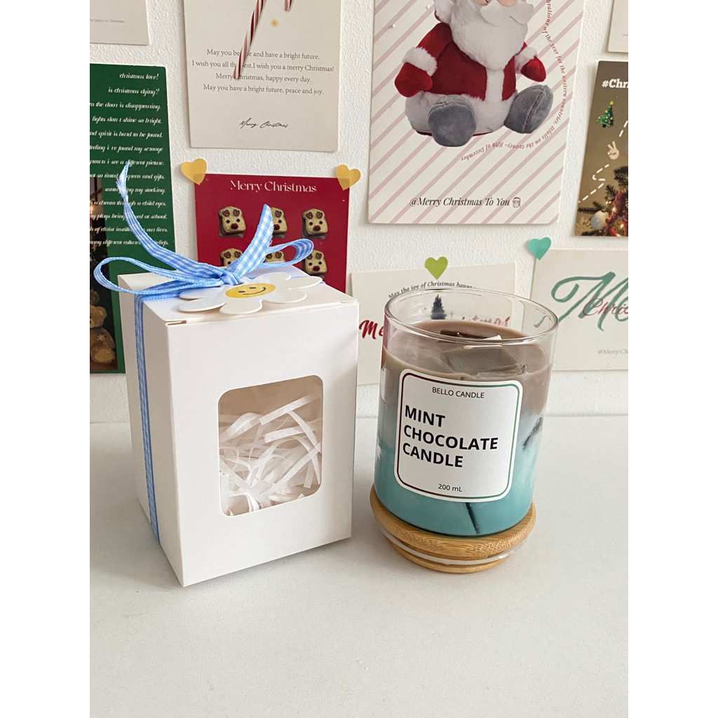 เทียนหอม Mint Chocolate Candle 200 mL💙🍫 (พร้อมกล่อง+ฝาปิด)