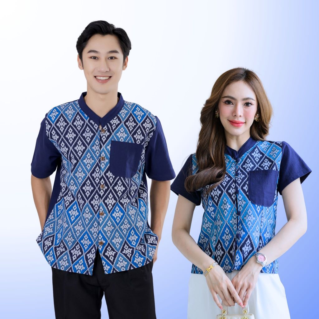 เสื้อพื้นเมืองคู่ชาย/หญิง ลายพิกุล
