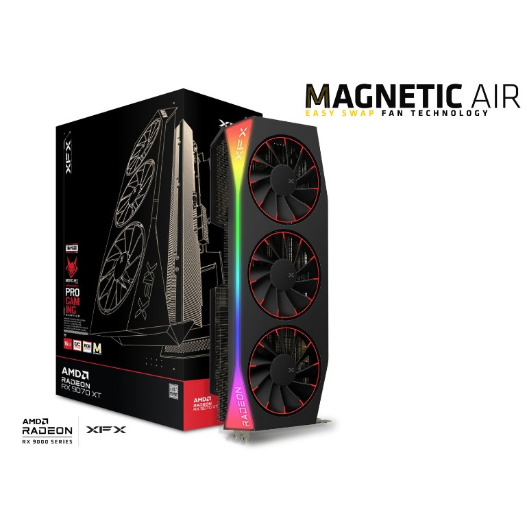 XFX Mercury AMD Radeon RX 9070XT OC Magnetic Air Edition with RGB (RX-97TMARGB9)