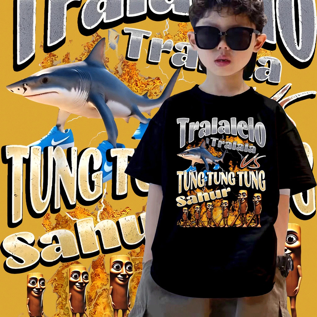 Yout-children เสื้อยืด kids แขนสั้น 'TRALALELO SHARK' tshirt cotton แฟชั่น สไตล์เกาหลี เสื้อผ้าเด็ก boy โคตรนุ่ม