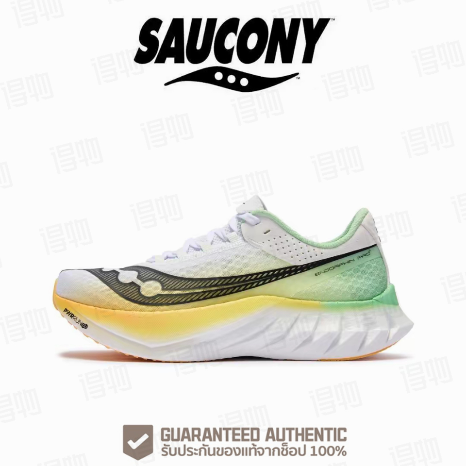Saucony Endorphin Pro 4 White green รองเท้าผ้าใบ（ของแท้ 100 %）