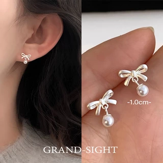 🔥พร้อมส่ง🔥 ต่างหูห่วงเงิน โบว์ sterling 92.5% ทั้งตัวเรือน ชุบทองเหลือง ต่างหูเพชร ของขวัญ