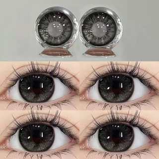 【ซื้อ2คู่ลด฿10แถม ลิปสติก+อายไลเนอร์💋】Midroo เลนส์ธรรมชาติขนาดบิ๊กอาย รายเดือน Thai Tea Grey/ Black-14.5MM