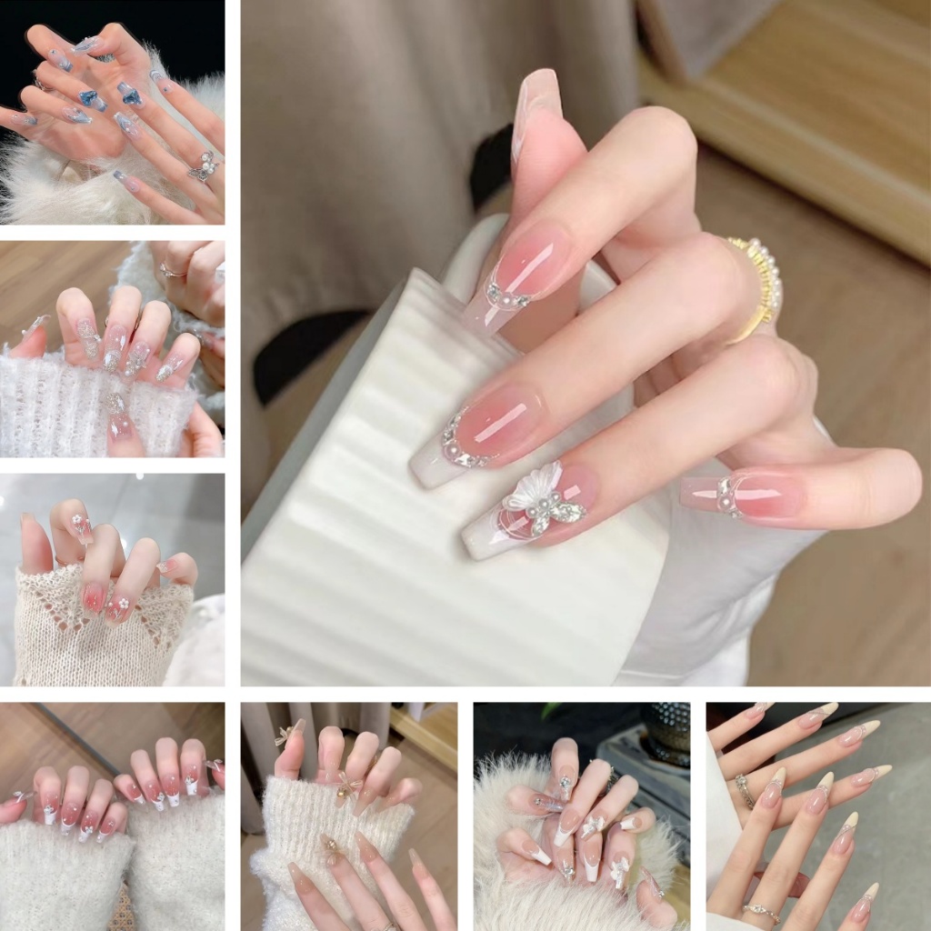 kmal✨# เล็บยาว เรียบ หรู เล็บยาว เล็บ กล่อง 24 ชิ้น