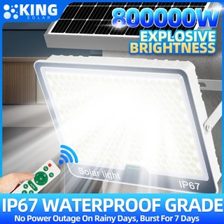 KING【ซื้อ1แถม1】ไฟโซล่าเซลล์ ไฟสปอร์ตไลท์ 800000W Solar Light LED แสงขาว IP67 กันน้ำและกันฟ้าผ่า ไฟโซล่าเซลล์สว่างทั้งคืน