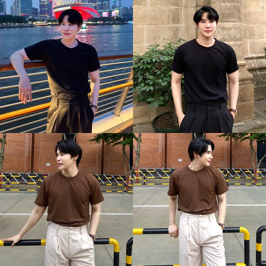 SEOULSHIRTS เสื้อยืดแขนสั้น รัดรูป ผ้าร่อง ผ้าหนา ทรงเข้ารูป ใส่ได้ทั้งชายหญิง TT98