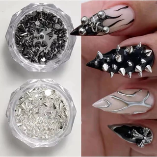 DIY ของแต่งเล็บ Y2K โลหะเกาหลี เทศกาลฮาโลวีน สไตล์วินเทจ ครอสพังก์สีเงินแบบผสม ตามเทศกาล