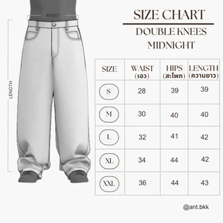 Midnight Double Knees กางเกงยีนส์ขายาว ทรงกระบอกกลาง