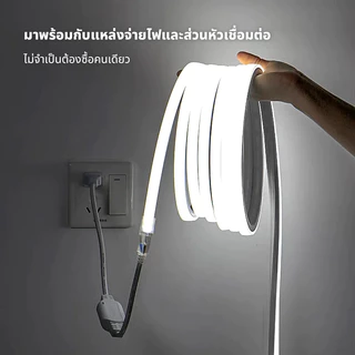 ไฟแถบนีออน Neon Flex LED ดัดงอได้ ยาว3/15/30ม สีสวยกันน้ำแรงดัน 220V เหมาะแก่การตกแต่งบ้าน ต่อปลั๊กให้พร้อมใช้งาน