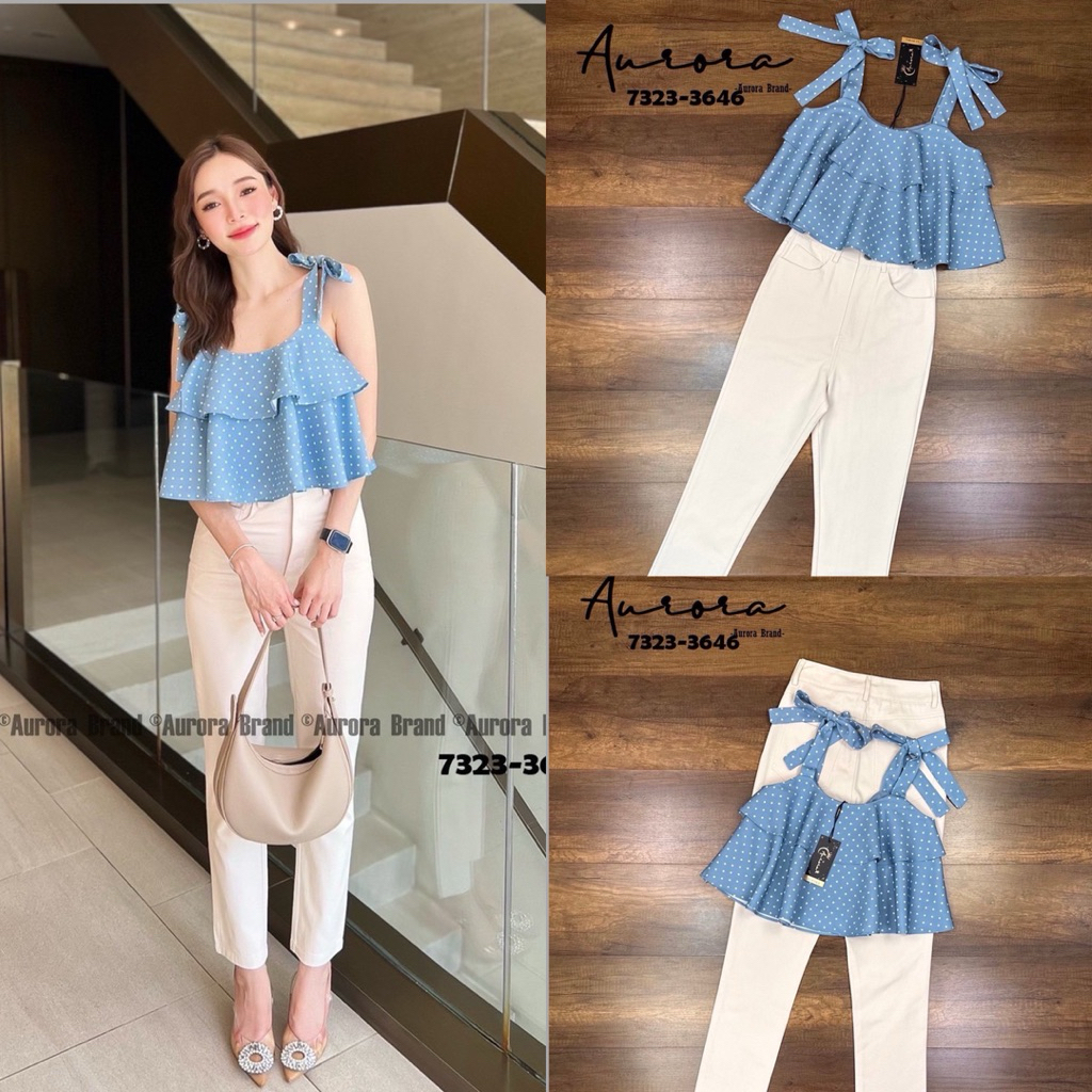 Code: 7323 ชุดไปเที่ยว ชุดเซทสวยๆ งานป้าย Aurora