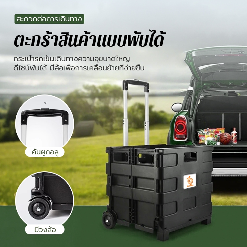 ST รถเข็นพับได้ ความจุ 45L/65L ลิตร ตะกร้าช้อปปิ้ง น้ำหนักเบา พับเก็บได้ ส่ของได้เยอะ
