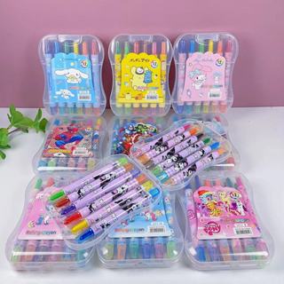 สีเทียนแบบหมุนลายการ์ตูน 12 สี Crayon สีเทียนหมุนได้ ระบายสี…