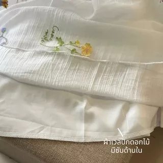 Iris dress เดรสยาวแขนกุดทรงปล่อย มีโบว์ผูกหลังคอ ผ้าเวลปัก มีซับใน (มีเชือกผูกเอว แยกชิ้น)