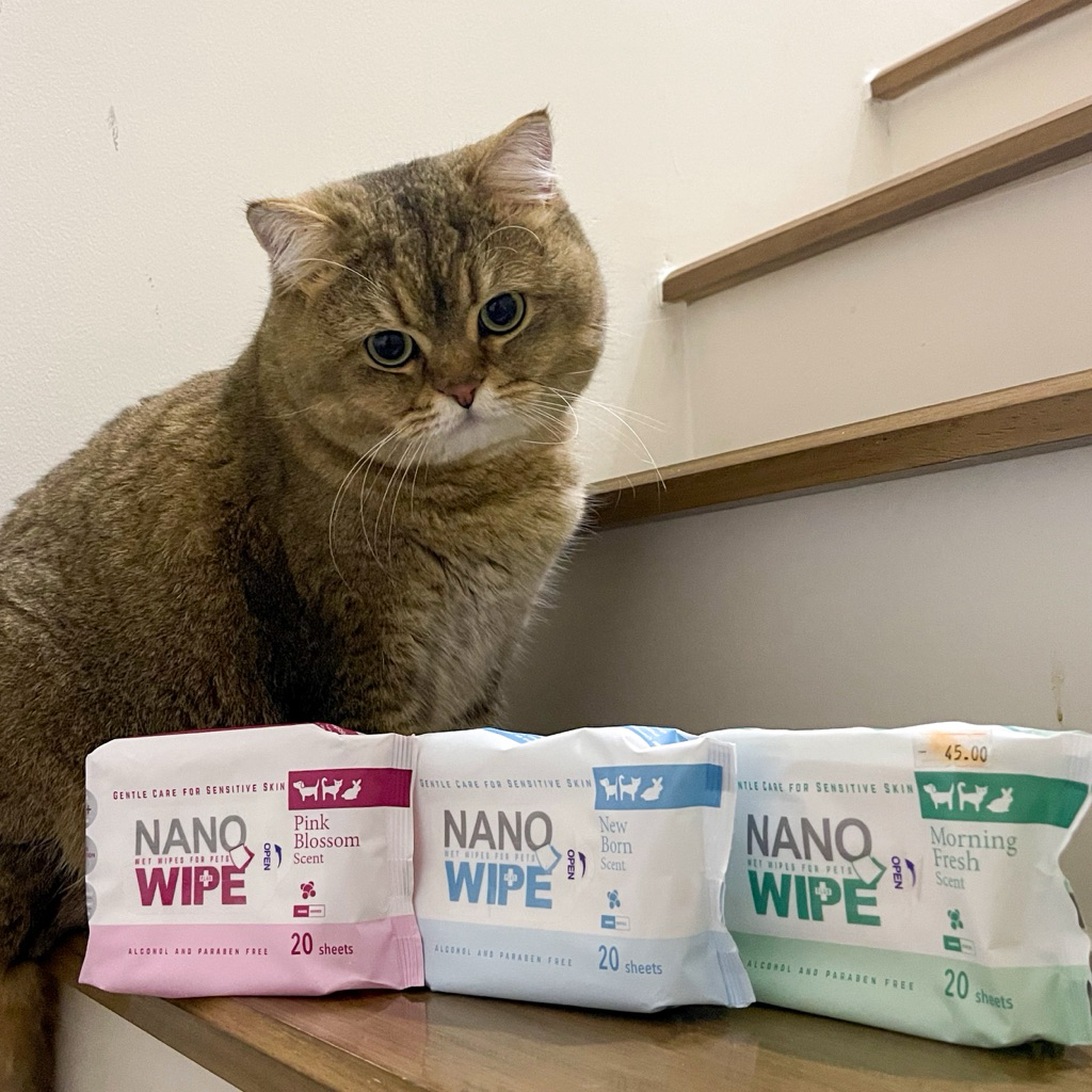 ทิชชู่เปียกสำหรับสัตว์นาโน nano wipe ช่วยฆ่าเชื้อ20แผ่น
