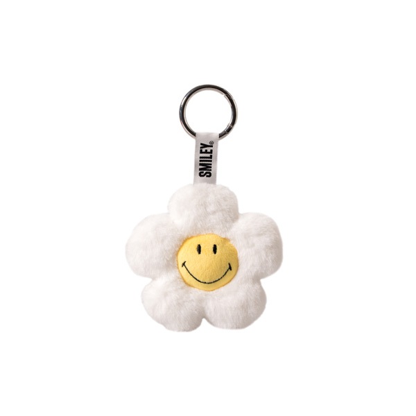 SMILEY® FLUFFY SNOW WHITE DAISY KEYRING