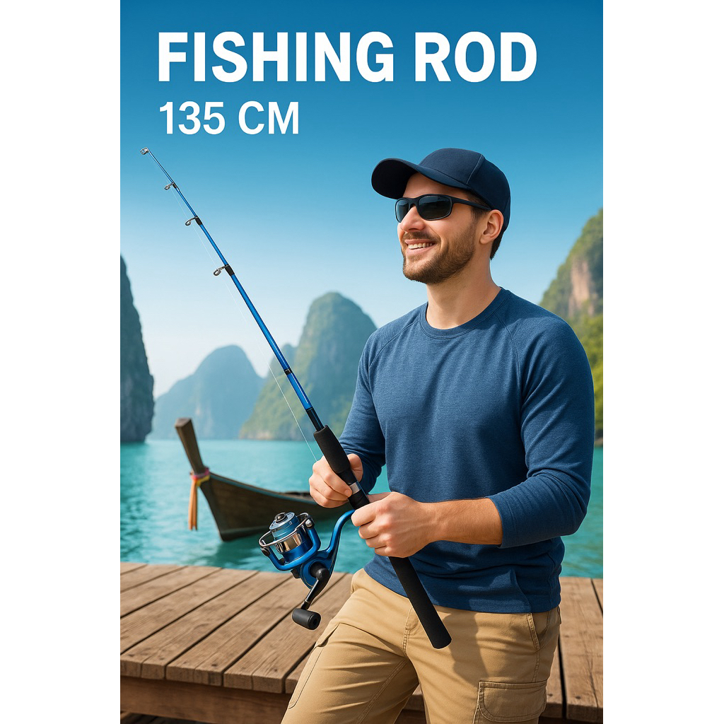 คันเบ็ดตกปลา 2 ท่อน เบ็ดตกปลาพร้อมรอกครบชุด ถูกสุดๆๆ  Fishing Rod and Reel Set