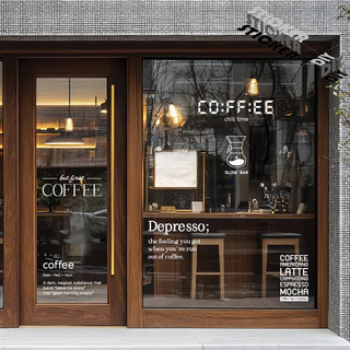 สติ๊กเกอร์ กาแฟ / Coffee / Cafe (PVC ไดคัทตกแต่งกระจก ผนัง ประตู)