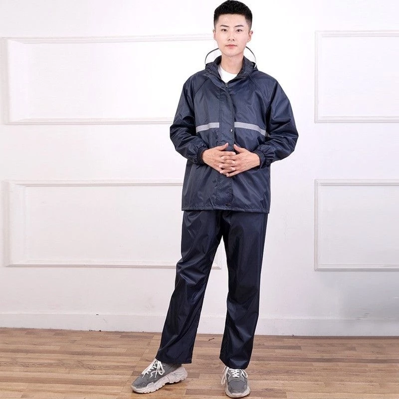 เสื้อกันฝนพร้อมกางเกง รุ่นหมวกติดเสื้อ มีแถบสะท้อนแสง thumbnail 6